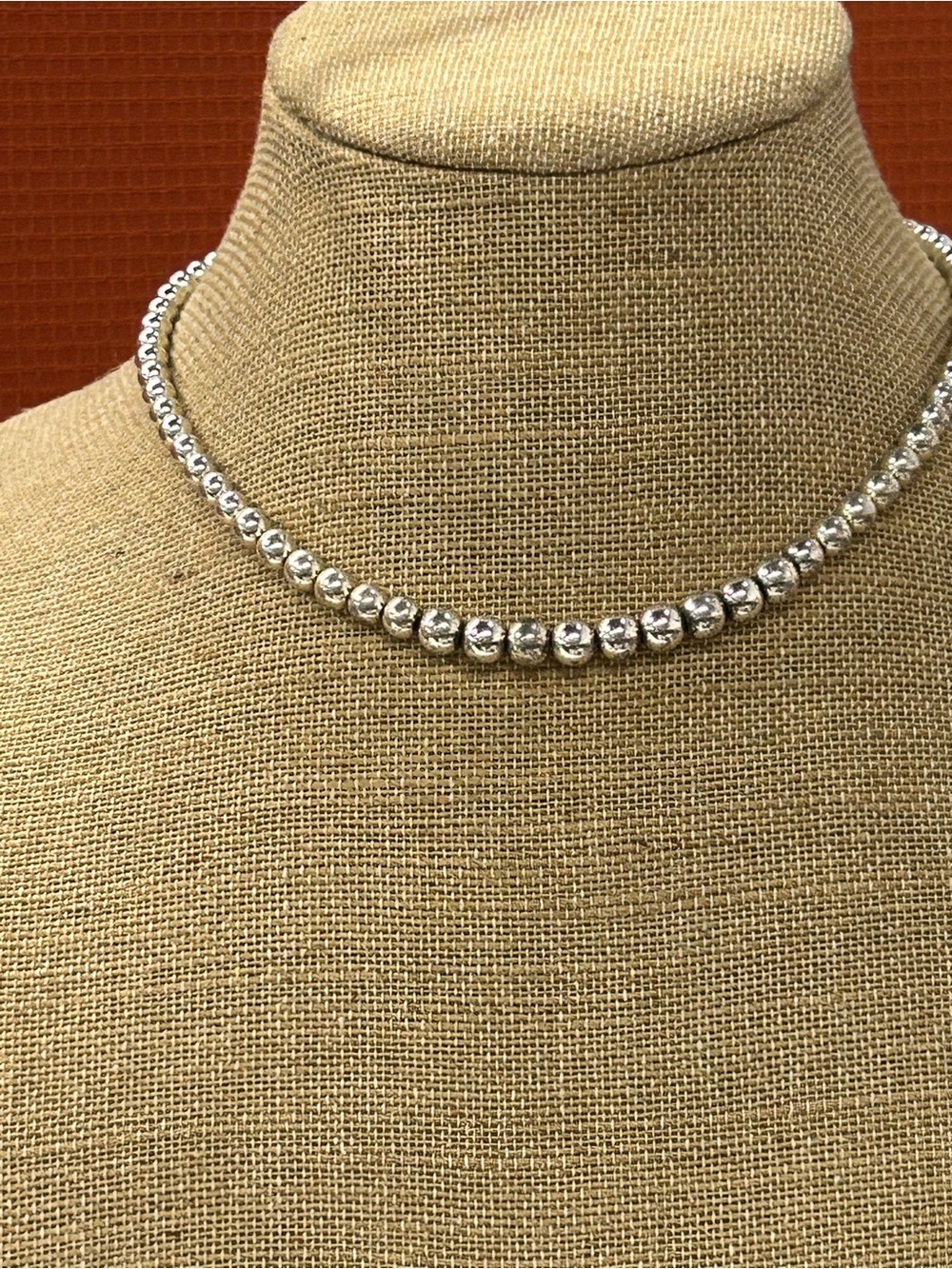Ralph Lauren Silver Plated Beaded Choker Necklace